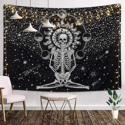 Skeleton Moon Phase Tapestry Decobites Star Home Decor