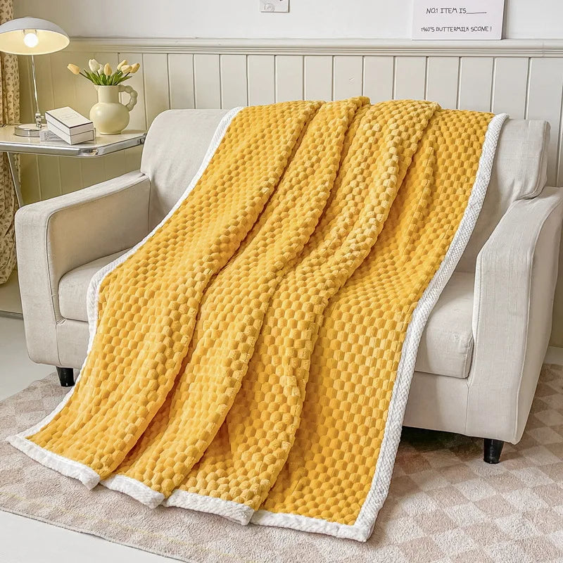 Decobites Pineapple Shape Golden Turtle Velvet Summer Blanket