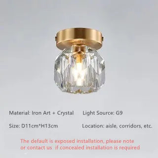 DecorBites™ Crystal Entrance Ceiling Lamp: Modern Minimalist LED Balcony Light