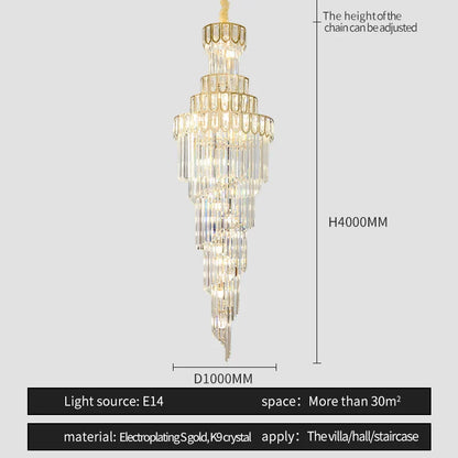 DecorBites™ Light Luxury Rotating Crystal Chandelier for Villa Living Room