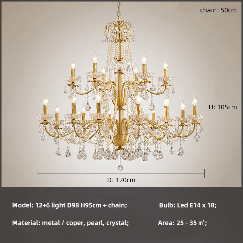 DecorBites™ Crystal Pendant Chandelier Foyer Light Luxury Candle Design Led Lamparas