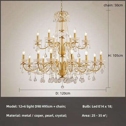 DecorBites™ Crystal Pendant Chandelier Foyer Light Luxury Candle Design Led Lamparas