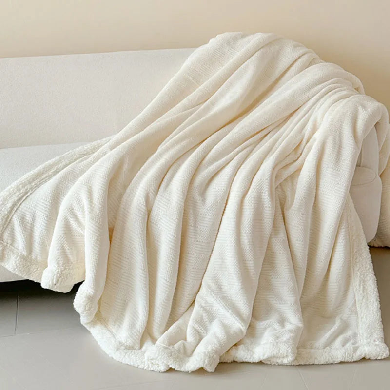 Manta de lana de cordero DecorBites™: Chal suave y cálido para la oficina y el sofá, disponible en colores lisos y a rayas.