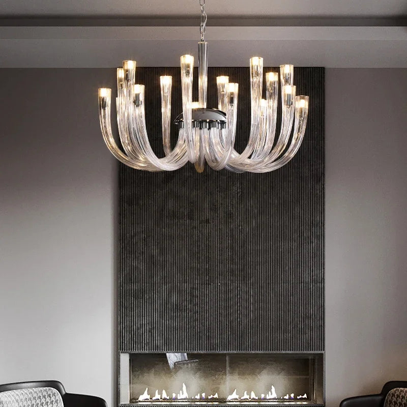 DecorBites™ Glass Chandelier LED Hanging Light for Living Room Bedroom Dining Room - 2024 Collection.