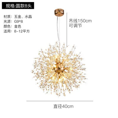 Lámparas colgantes DecorBites™ con forma de diente de león de cristal para una decoración elegante del hogar