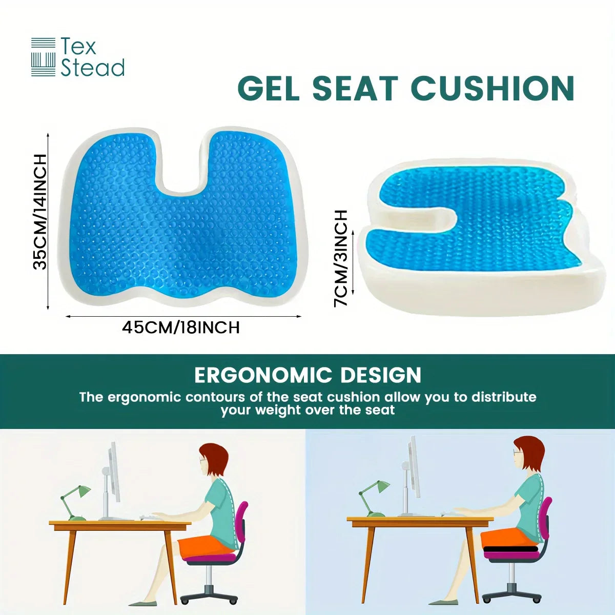 Gel Seat Cushion for Hemorrhoids Relief by Decobites