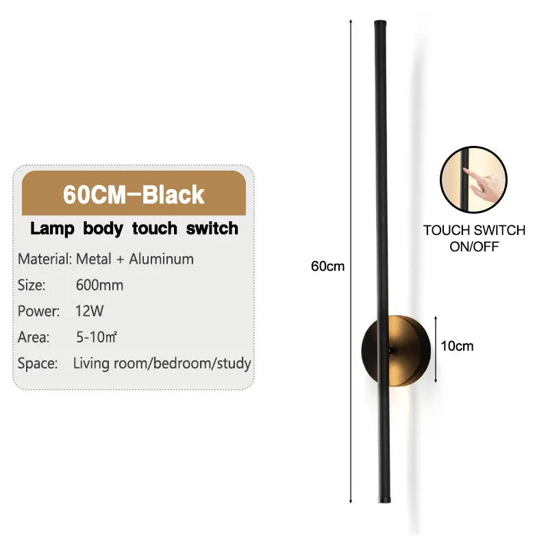 DecorBites™ Dimmable LED Wall Sconce Black Wall Lighting for Bedroom Living Room