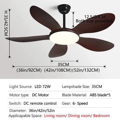 Ventilador de techo DecorBites™ negro DC con luz, viento fuerte, ventilador eléctrico de interior 2023