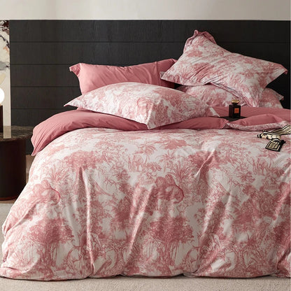 Decobites Forest Plant Ink Print Bedding Set, Soft Warm Duvet Cover Set