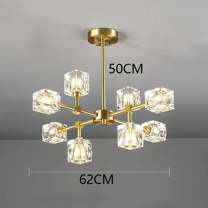 DecorBites™ Crystal Chandelier: Luxury Living Room & Bedroom Pendant Light