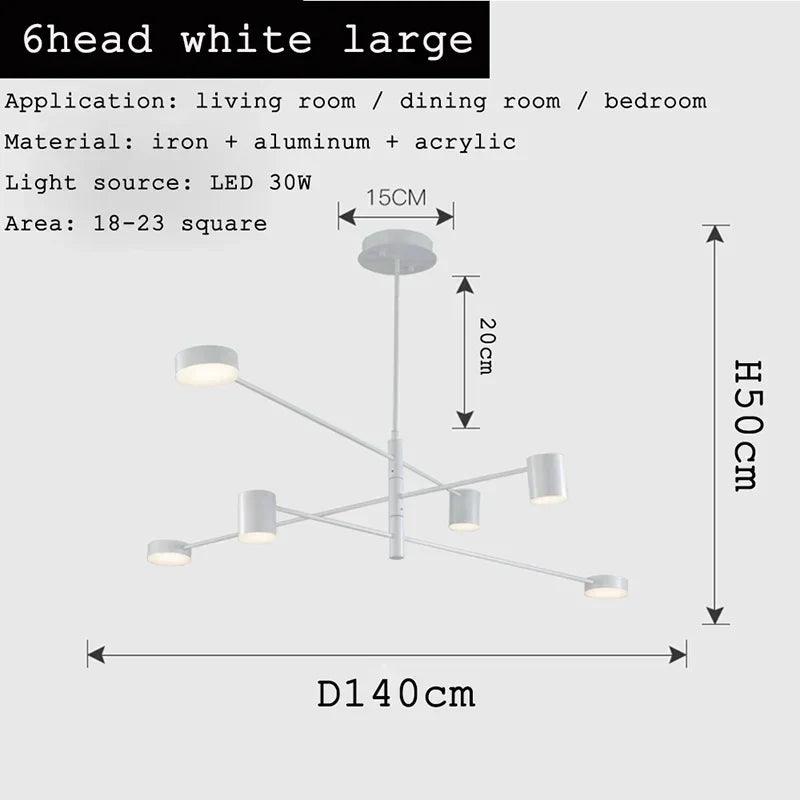 DecorBites™ Black Gold White LED Chandelier: Stylish Nordic Loft Lamp for Livingroom & Bedroom