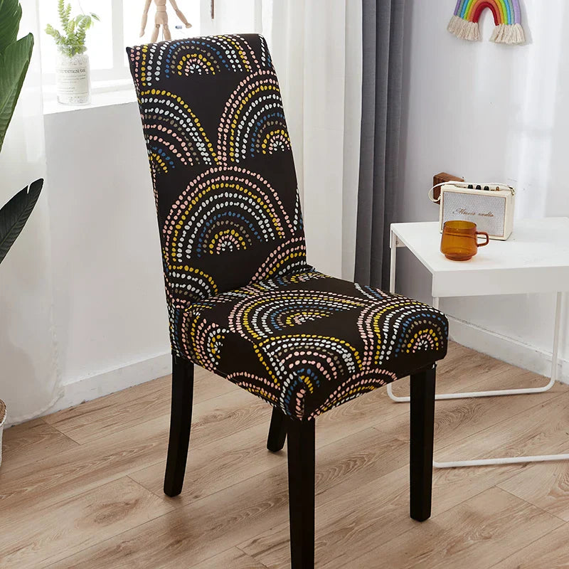 Decobites Stretch Print Chair Cover Slipcovers - Elastic Seat Case