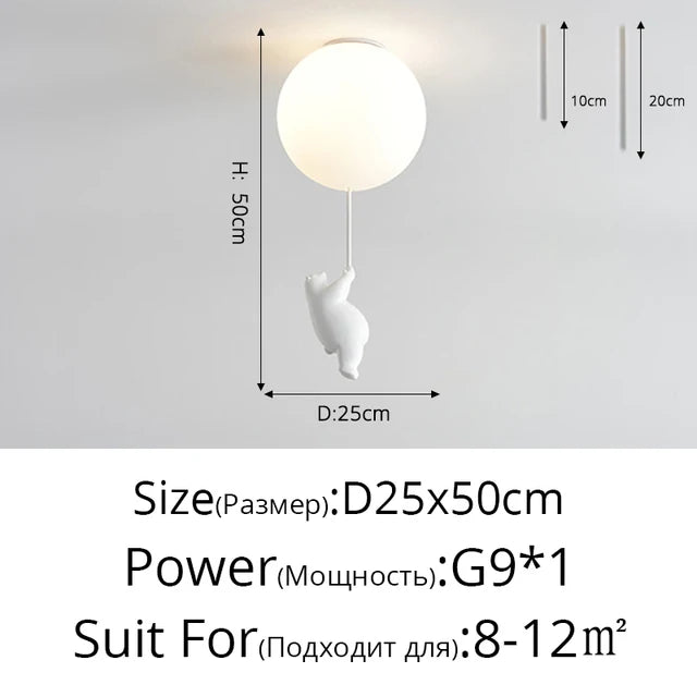 DecorBites™ Kids Cartoon Panda Polar Bear Ceiling Light Chandelier for Boys and Girls' Bedroom