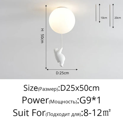 DecorBites™ Kids Cartoon Panda Polar Bear Ceiling Light Chandelier for Boys and Girls' Bedroom