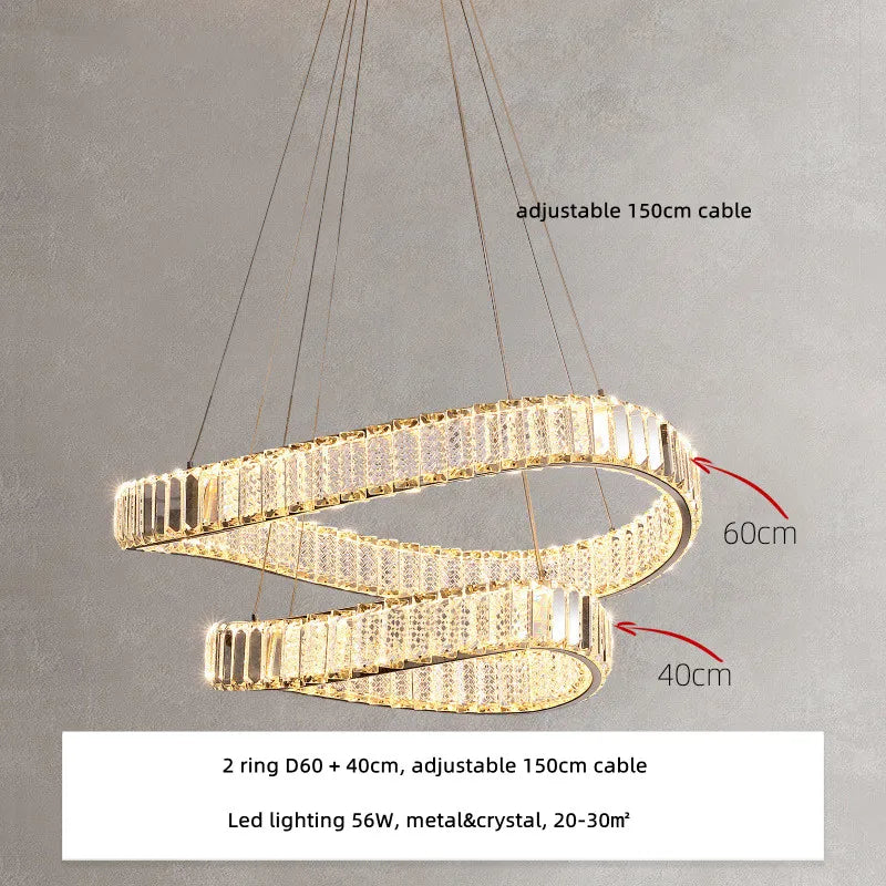 Lámpara colgante LED DecorBites™ de acero irregular y cristal K9 para vestíbulo, con iluminación regulable.