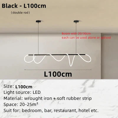 DecorBites™ Circle Note Linear Light: Modern Minimalist Nordic Pendant Lamp for Bedroom, Living Room