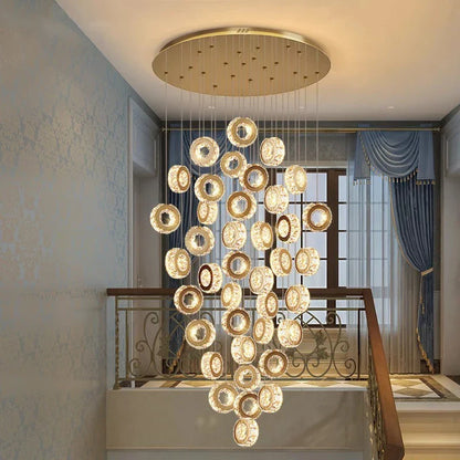 DecorBites™ Crystal Chandelier Stair Pendant Lamp Living Room Pendant Lights Interior Lighting