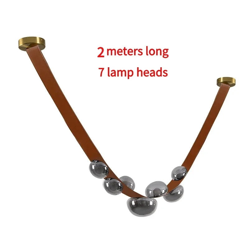 DecorBites™ Leather LED Pendant Lamp: Modern Lighting for Living Room, Hall, and Villa