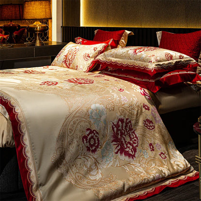 Decobites Luxury Embroidery Jacquard Egyptian Cotton Bedding Set