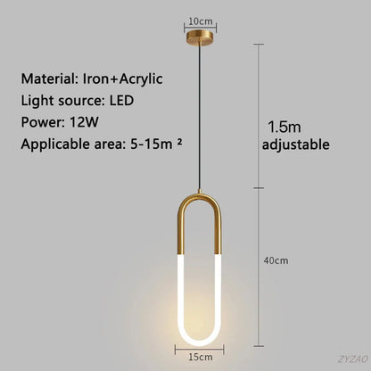 Modern Black Gold Iron Acrylic Pendant Light