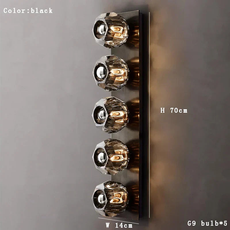 Lámpara de pared de cristal Decorbites™ en bronce y cromo, aplique de luz para salón vintage