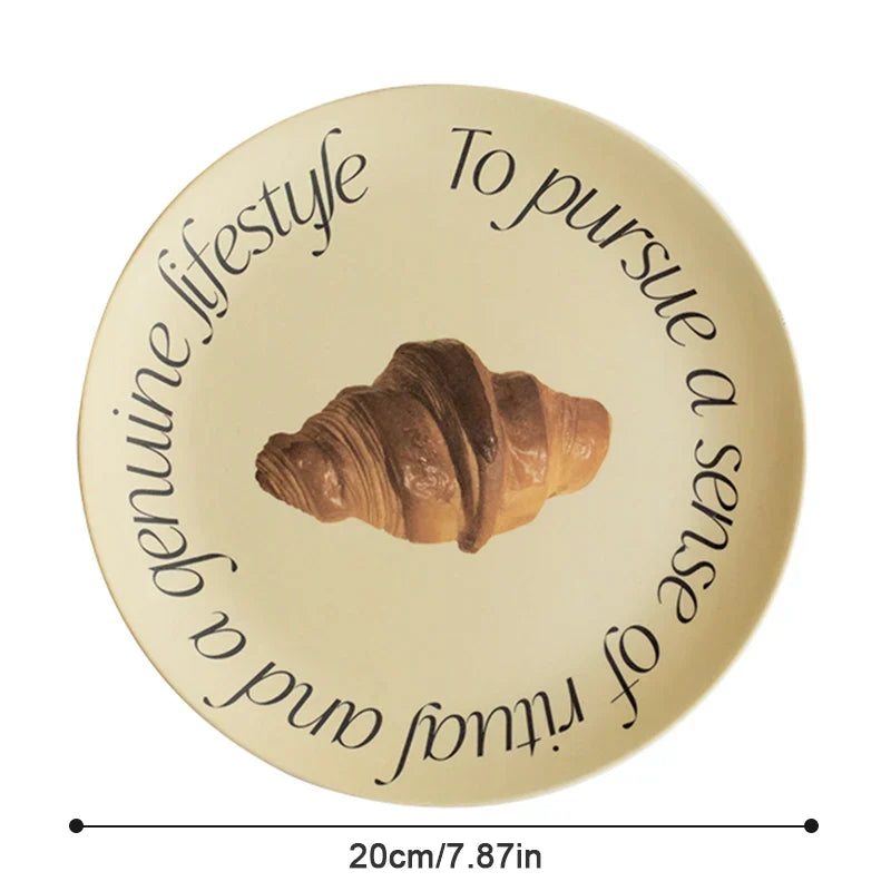 Plato de fibra de bambú redondo al estilo coreano Decorbites™ para postres, frutas y pasteles