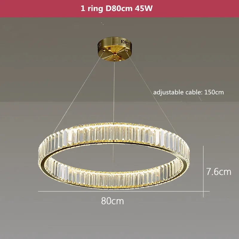 Lámpara de araña LED de cristal DecorBites™: Iluminación colgante moderna de acero para una decoración de vestíbulo lujosa