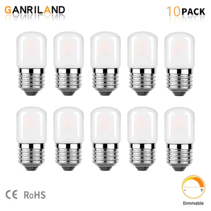 DecorBites™ Dimmable 1W Tubular LED Light Bulbs, E27 Base, 2700K-6000K, Frosted - Ceiling Fan, Refrigerator