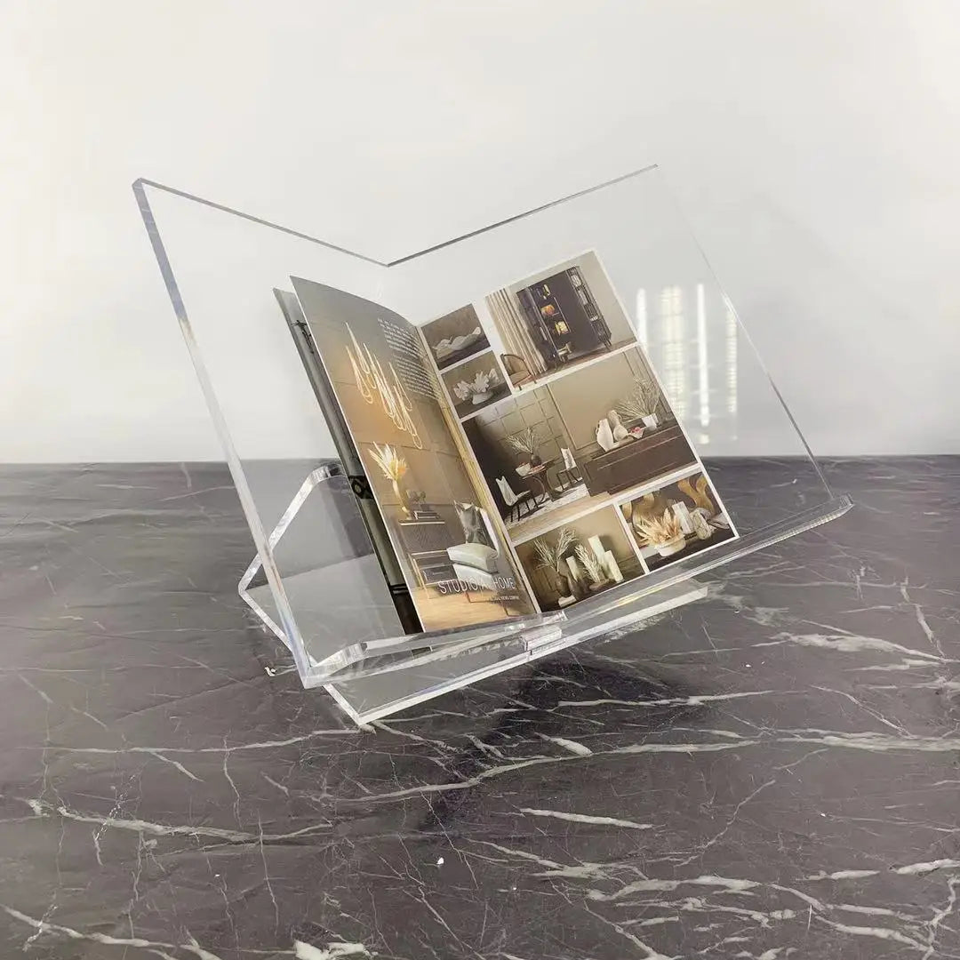 DecorBites™ Acrylic Geometric Bookshelf Magazine Rack Desktop Organizer Home Decor Storage