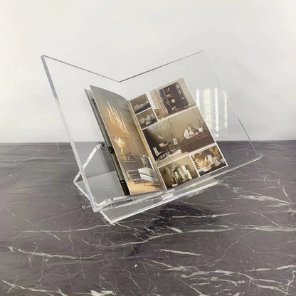 DecorBites™ Acrylic Geometric Bookshelf Magazine Rack Desktop Organizer Home Decor Storage