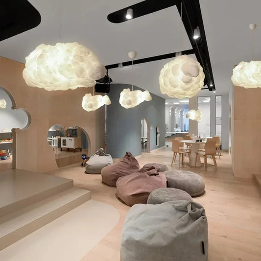 DecorBites™ Cloud Chandelier: Modern White Pendant Lamp for Commercial and Home Spaces