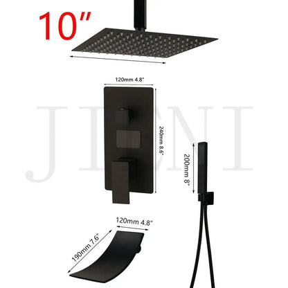 DecorBites™ Black Digital Shower Faucet, Matte Black Finish, Thermostatic Temperature Display