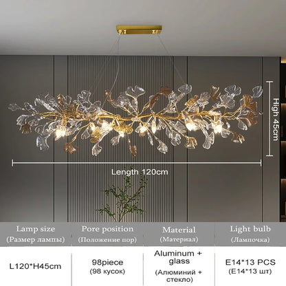 DecorBites™ Crystal Leaf Branch Chandelier - Elegant Lighting Fixture for Bedroom, Living Room, Dining Room