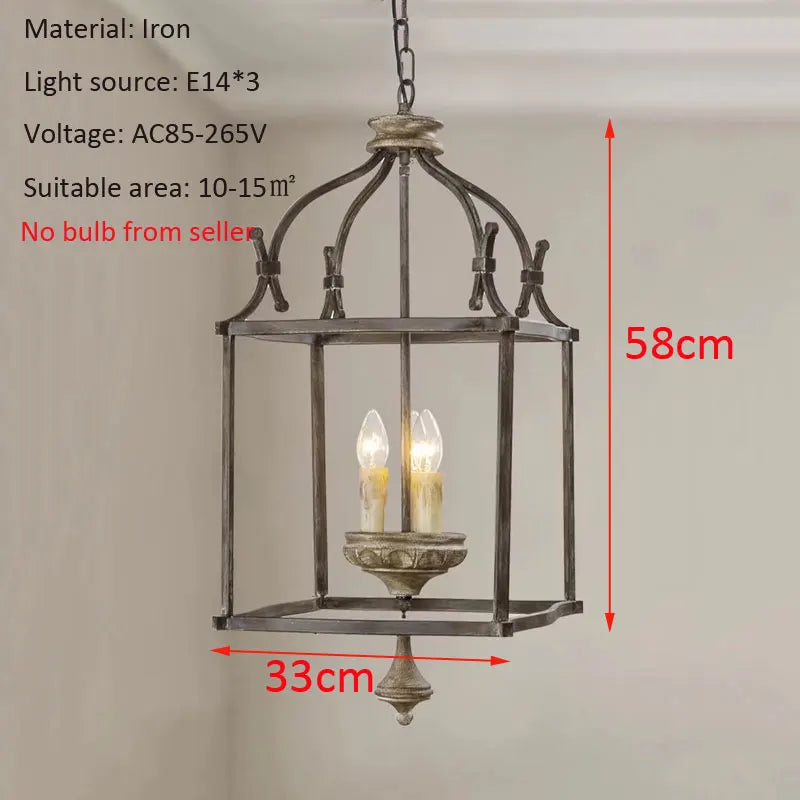 DecorBites™ American Iron E14 Chandelier Light for Porch Restaurant Kitchen Bedroom Personality