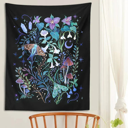 Decobites Psychedelic Mushroom Flower Wall Tapestry Forest Tapestries for Home Decor