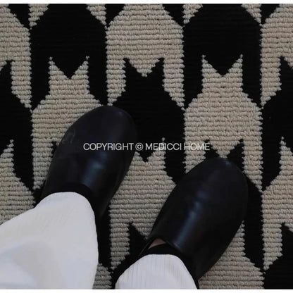 DecorBites™ Houndstooth Black Ivory Area Rug Decor Carpet Doormat Floor Mat
