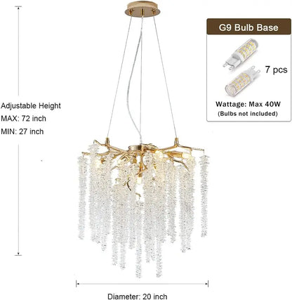 DecorBites™ Crystal Tassel Chandelier: Elegant Dining Room Pendant Light Fixtures