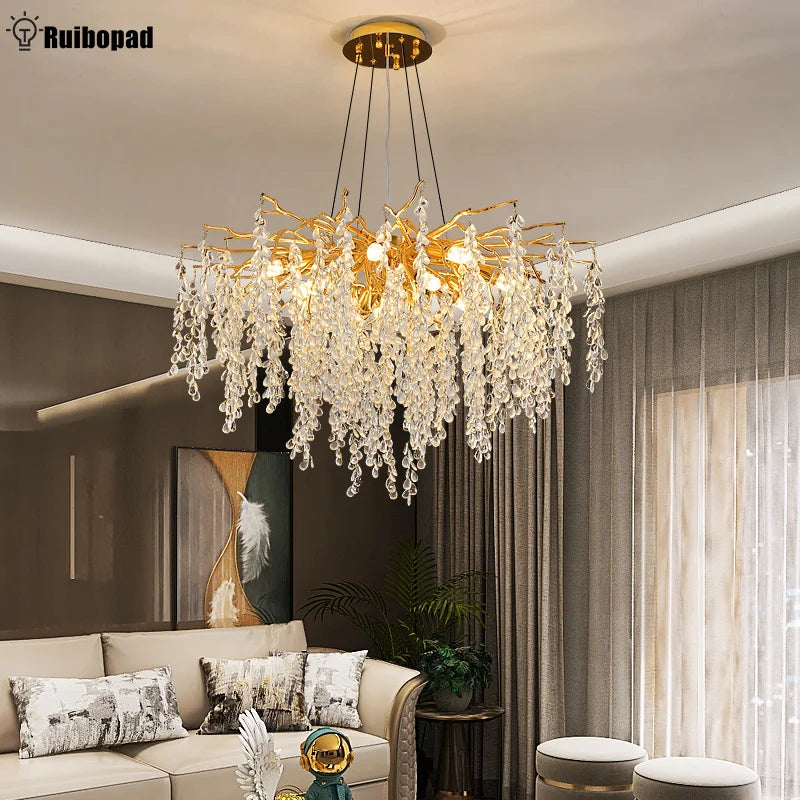 DecorBites™ Gold Crystal Grapes Chandelier for Dining Living Room Bedroom