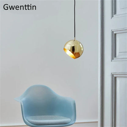 DecorBites™ Gold Ball Pendant Light: Nordic Modern LED Hanging Lamp for Home Decor