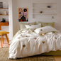 Decobites Embroidered Imitation Cashmere Bedding Set for Queen Bed Warm Winter Cozy Set