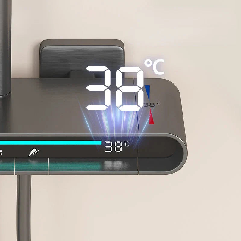 DecorBites™ Brass Shower Faucet Set with Intelligent Atmosphere Light and Pressurized System