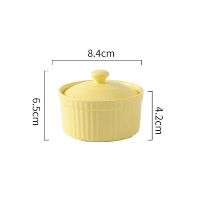 DecorBites™ Ceramic Dessert Bowl with Cover, Small Porcelain Soup Bowl, Cake Baking Mold