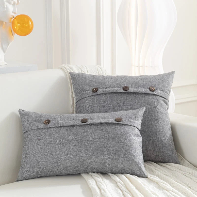Decorbites™ Leinen-Knopf-Sofakissenbezugsset für Wohnzimmer und Bett