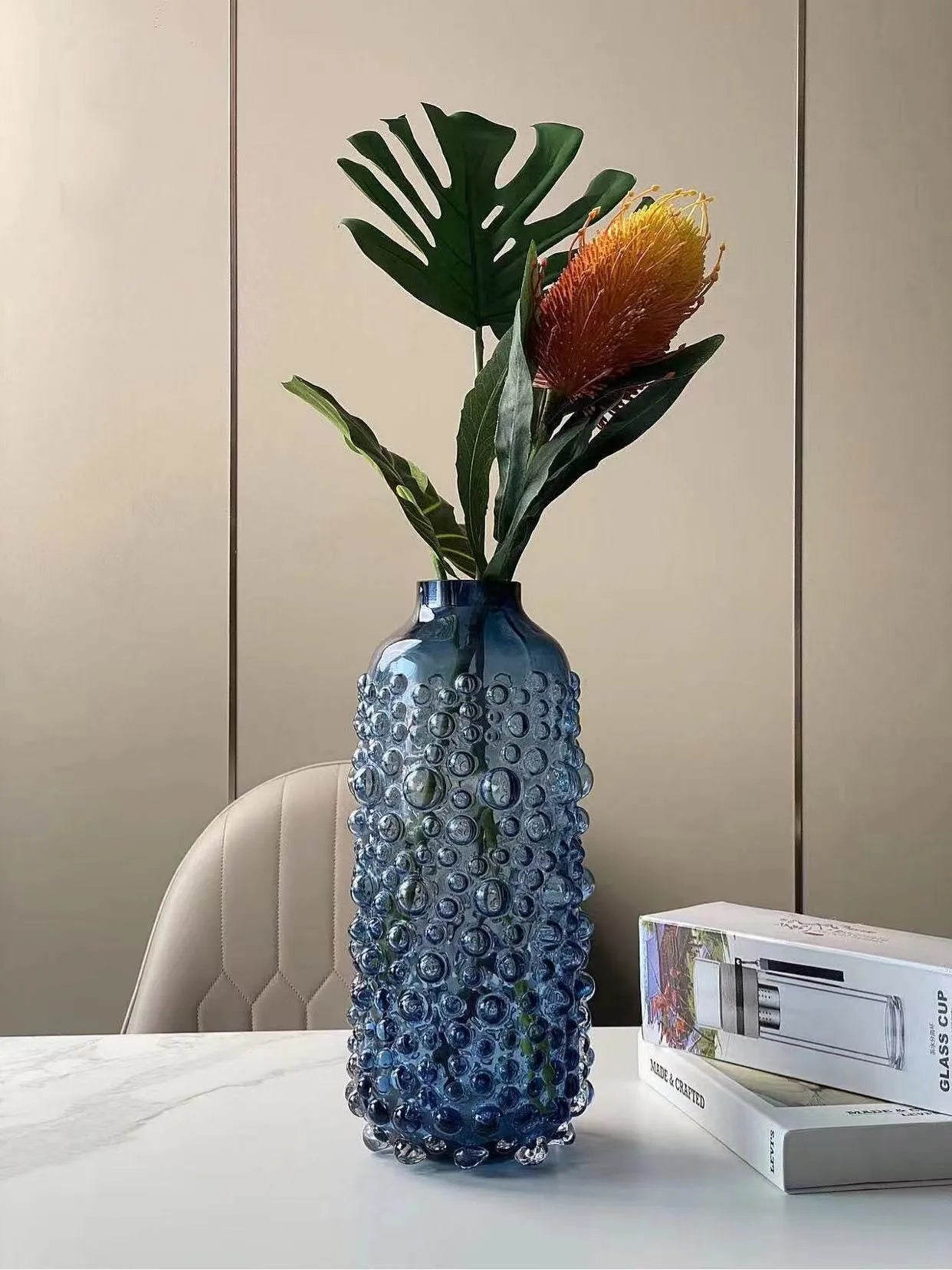 DecorBites™ Clear Glass Flower Vase Hydroponic Home Decoration Texture Uneven Texture