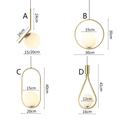 ديكوربايتس™ مصابيح معلقة على شكل حلقة معدنية سوداء مع كرة زجاجية وإضاءة LED