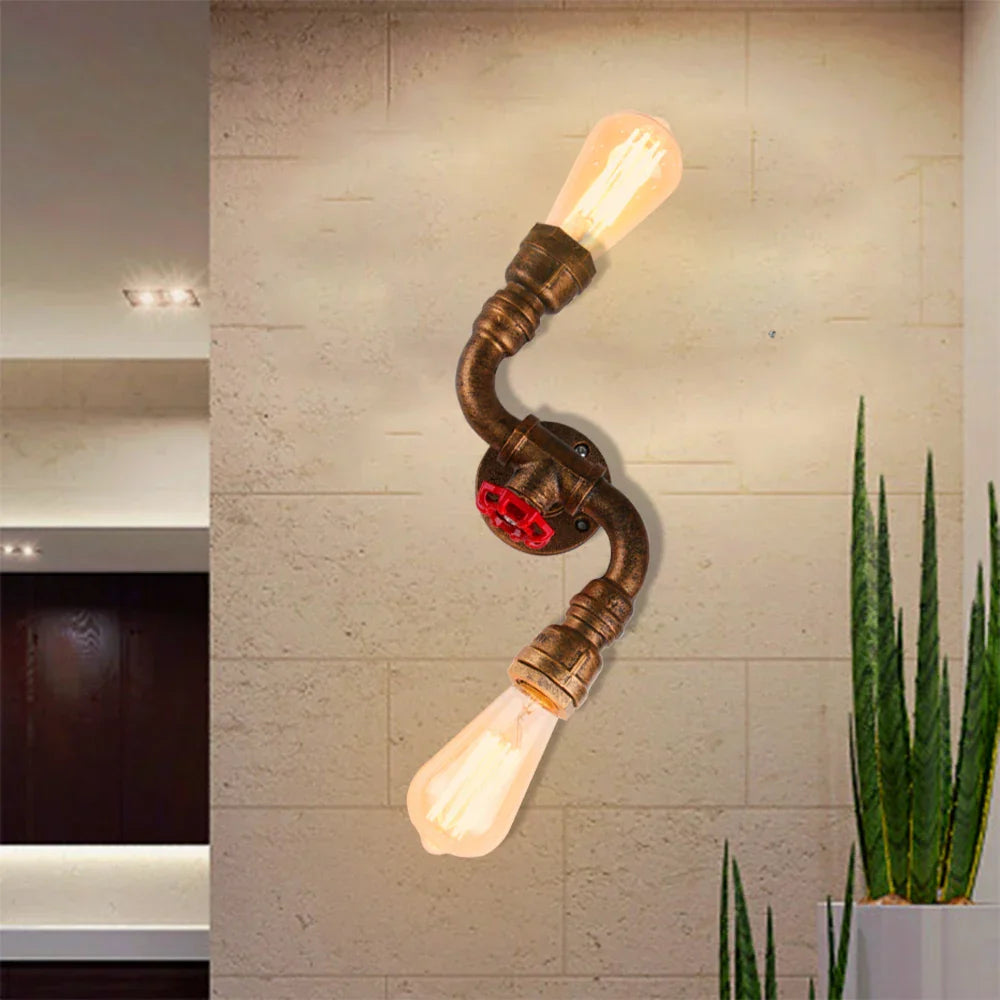 Decorbites™ Industrielle Eisen-Rost-Wasserrohr-Wandlampe Vintage E27 Wandleuchte Armatur