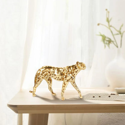 DecorBites™ Golden Leopard Cheetah Resin Animal Sculpture Figurine