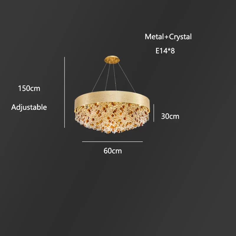 DecorBites™ Circular Crystal Chandelier Pendant Lamp for Living Room, Hotel Lobby, Kitchen Island