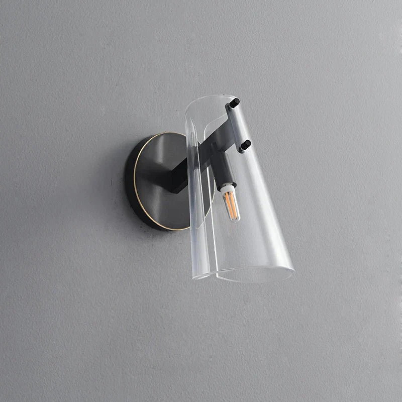 DecorBites™ Black Copper Bedroom Wall Lamp with Transparent Lampshade