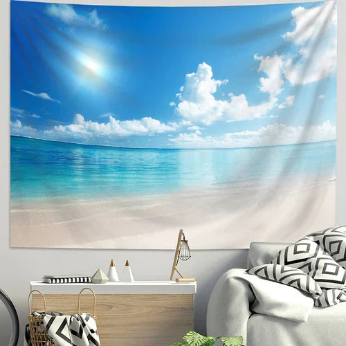 Decobites Sea Tapestry Landscape Wall Decoration Cloth for Room Layout & Dormitory Renovation